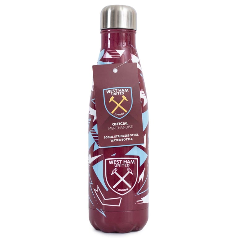 West Ham United FC Claret Bottle Stainless Steel Thermal Flask - 24hr Temperature Maintenance