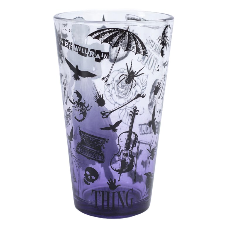 Wednesday Large Glass - Classic Black and White Print Home Decor Item