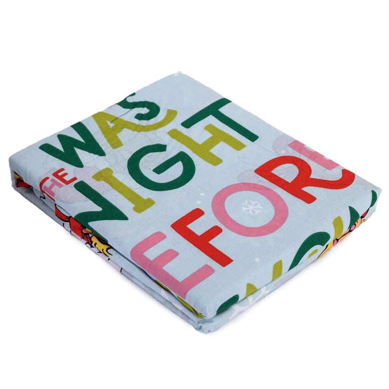Grinch Single Duvet Set - Sky Blue Quilt Cover with Merry Grinchmas Designs and Machine Washable Fabric.