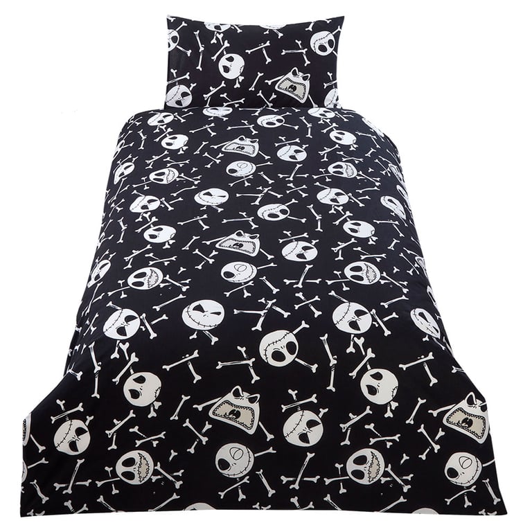 Nightmare Before Christmas Single Duvet Set - 100 Cotton Quilt Cover and Pillowcase with Jack Skellington Design