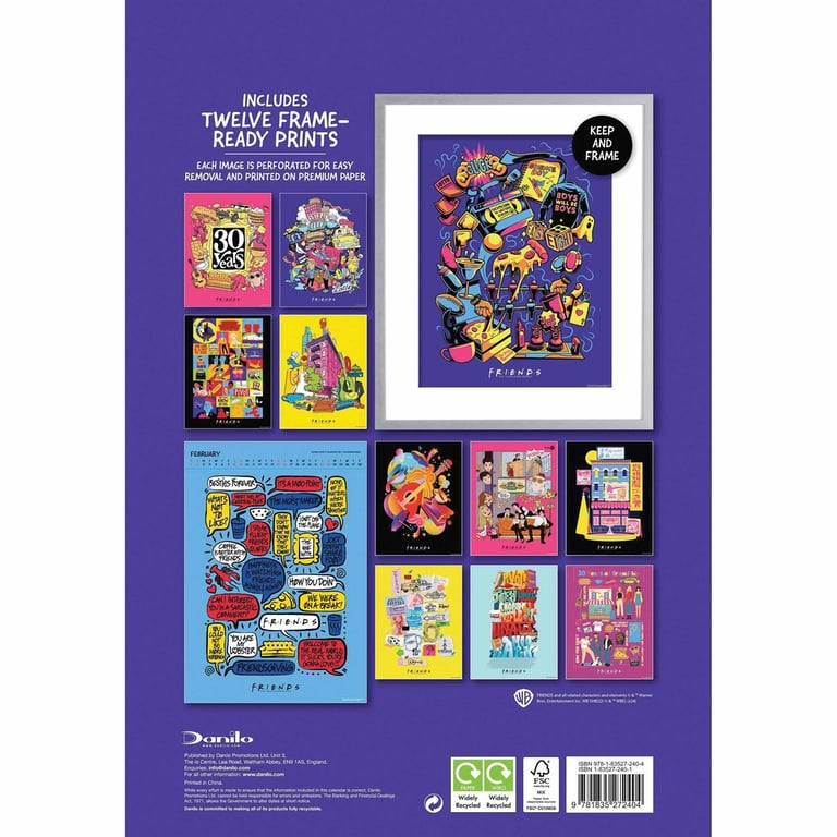 Friends Deluxe 2025 Collectors Edition Calendar - Plastic Free & Frame Ready Prints
