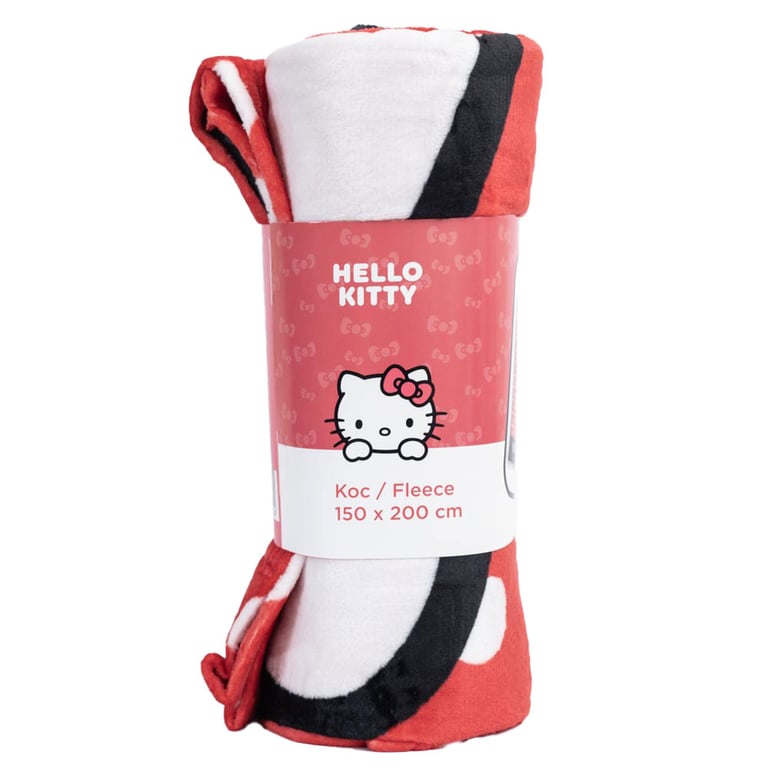 Hello Kitty XL Coral Fleece Blanket - Soft Red Polka Dot Snuggly Home Decor