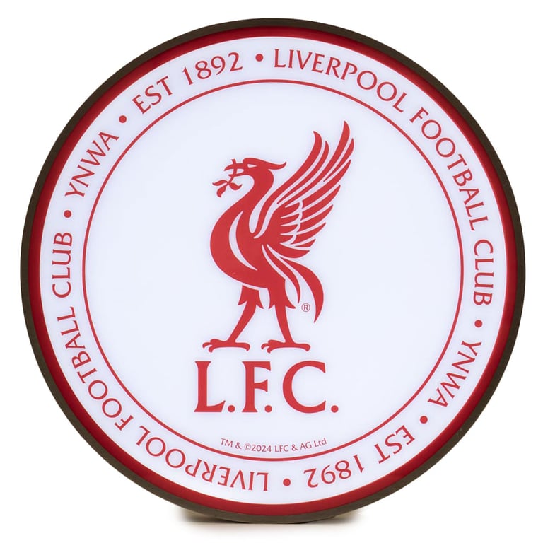 Liverpool FC 12 Inch LED Wall Light - Battery Operated Crest Sign with Red Liverpool Emblem and Classic Slogans