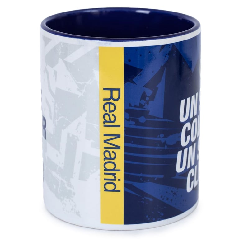 Real Madrid CF One Colour One Club Ceramic Mug - Half and Half Blue White Design with Crest