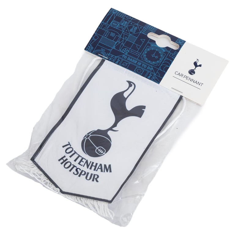 Tottenham Hotspur FC White Mini Pennant with Crest and Tassels for Car or Window Decoration