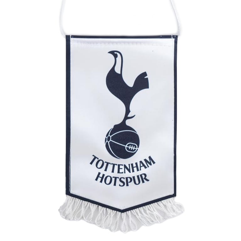Tottenham Hotspur FC White Mini Pennant with Crest and Tassels for Car or Window Decoration