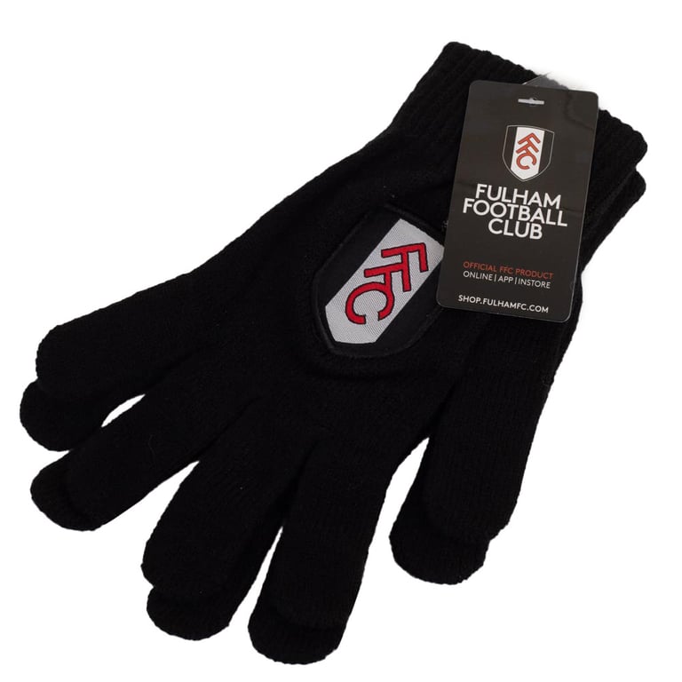 Fulham FC Junior Black Knitted Gloves with Official Club Crest