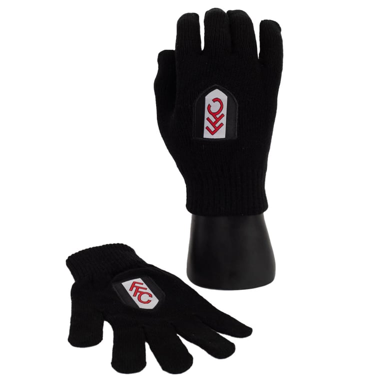 Fulham FC Junior Black Knitted Gloves with Official Club Crest