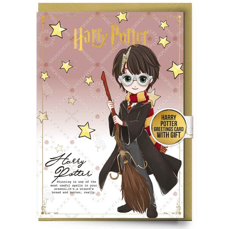Harry Potter Greetings Card with Removable Badges and Gold Envelope