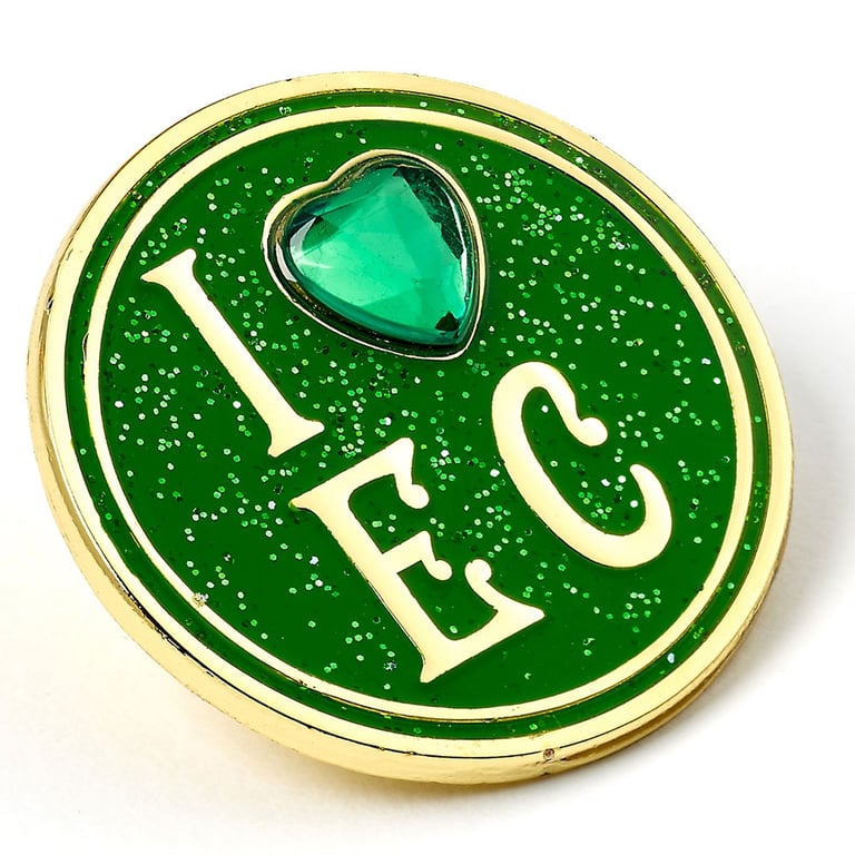 Emerald City Enamel Pin Badge with Heart-Shaped Crystal Detail and Butterfly Clasp Fixing