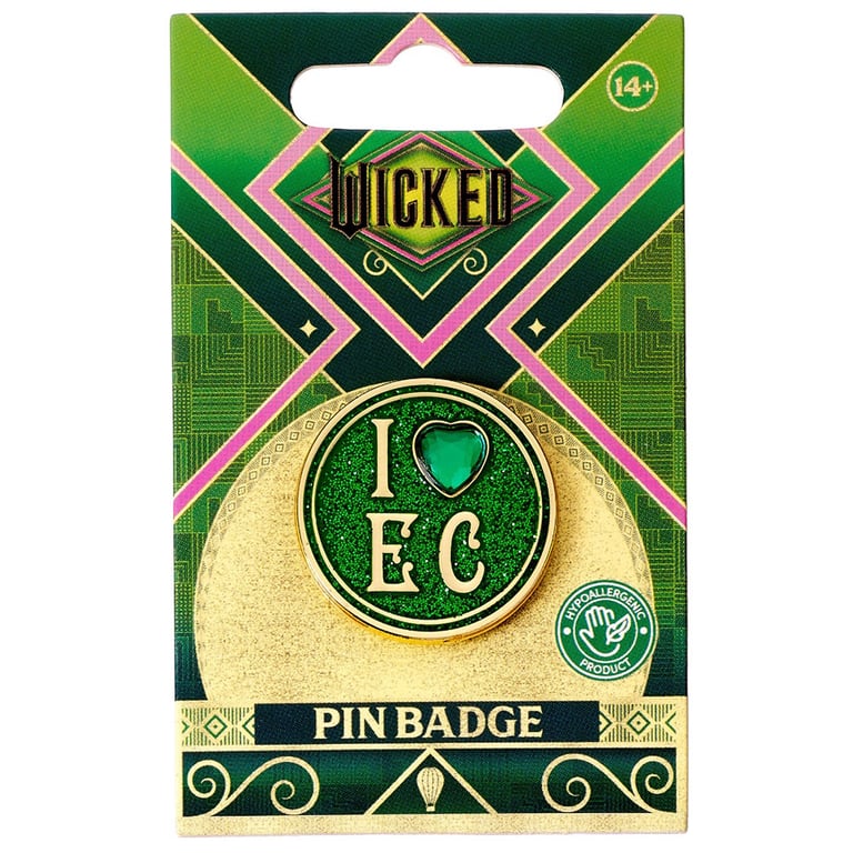 Emerald City Enamel Pin Badge with Heart-Shaped Crystal Detail and Butterfly Clasp Fixing