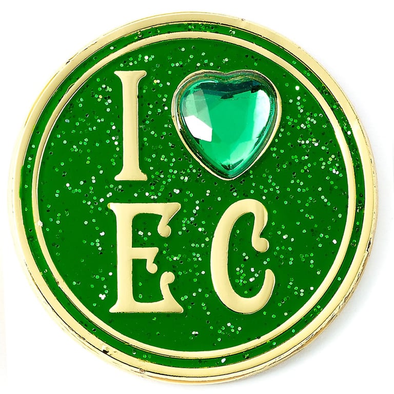 Emerald City Enamel Pin Badge with Heart-Shaped Crystal Detail and Butterfly Clasp Fixing