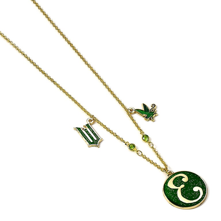 Wicked Elphaba Emerald Green Initial Gold Plated Necklace 24 Chain