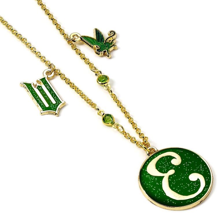 Wicked Elphaba Emerald Green Initial Gold Plated Necklace 24 Chain