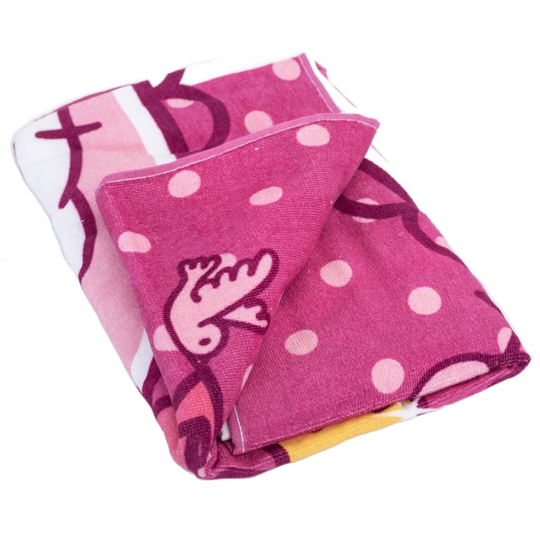 Hello Kitty Soft Velour Beach Towel - 100 Cotton, Baby Pink, Crown Design