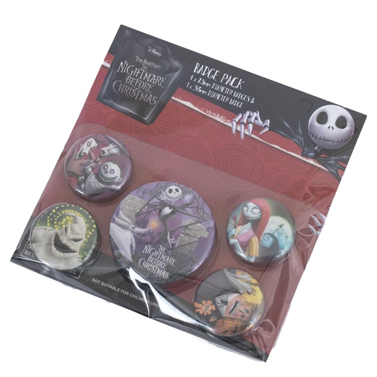 Nightmare Before Christmas Safety Pin Badge Set - Ideal School Bag Decoration