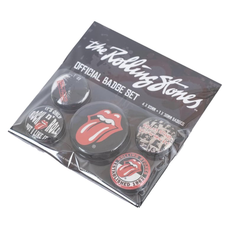 Rolling Stones Classic Button Badge Set - Official Music Memorabilia Badges with Safety Pin Fixing