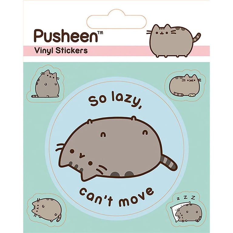 Pusheen Lazy Stickers - High Quality Glossy Self-Adhesive Circular Decals