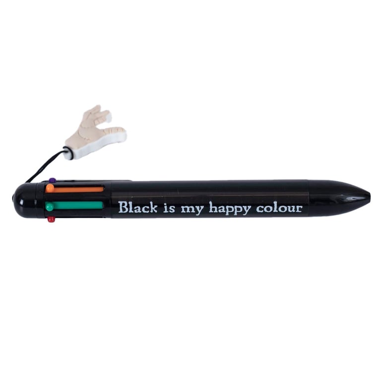 Wednesday 6 Colour Multi Coloured Pen with Wednesday Themed Charm and Fun Design