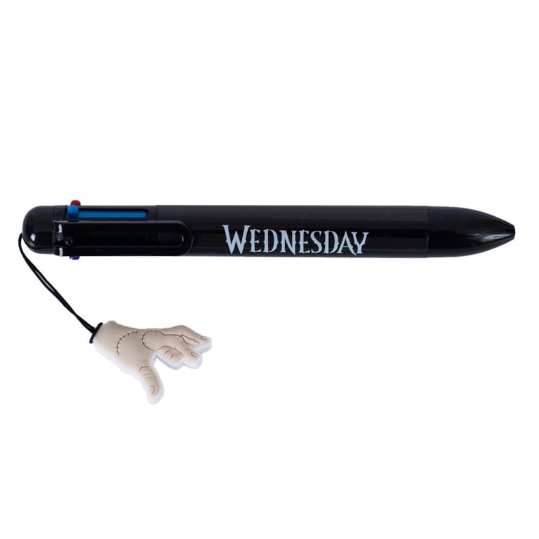Wednesday 6 Colour Multi Coloured Pen with Wednesday Themed Charm and Fun Design
