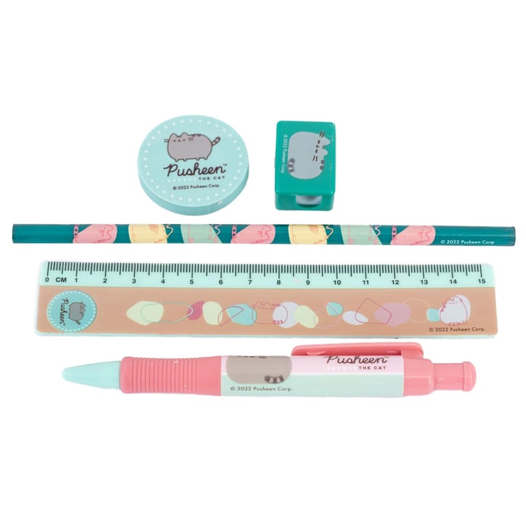 Pusheen 5pc Pastel Coloured Botanical Themed Office Supplies Set
