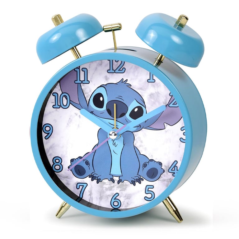 Lilo & Stitch Twin Bell Metal Alarm Clock - Battery Operated Home Timekeeper
