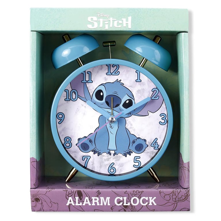 Lilo & Stitch Twin Bell Metal Alarm Clock - Battery Operated Home Timekeeper