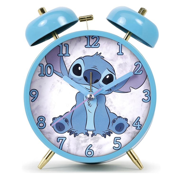 Lilo & Stitch Twin Bell Metal Alarm Clock - Battery Operated Home Timekeeper