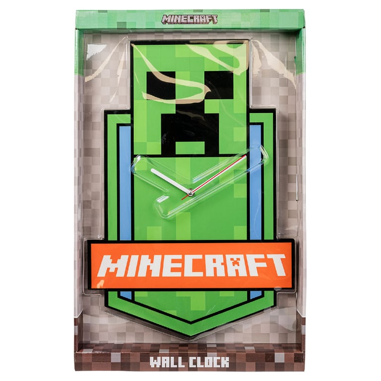 Minecraft XL Premium Metal Wall Clock - Modern Quartz Movement & Large Wooden Creeper Design