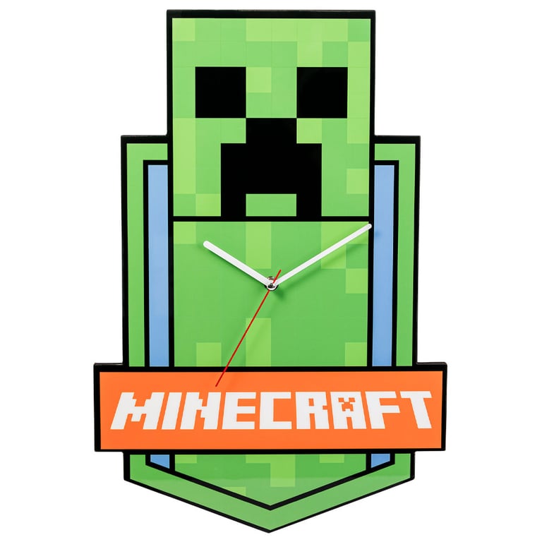 Minecraft XL Premium Metal Wall Clock - Modern Quartz Movement & Large Wooden Creeper Design