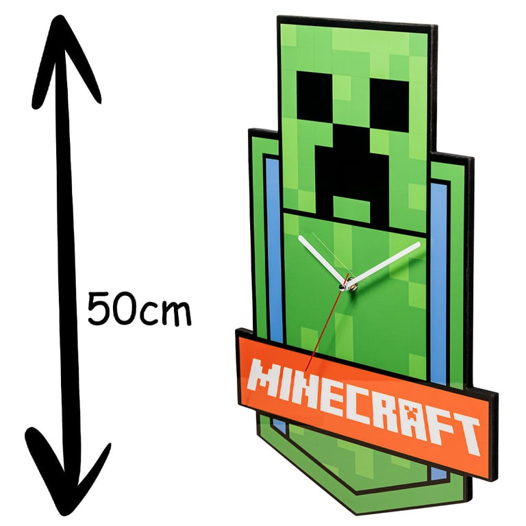 Minecraft XL Premium Metal Wall Clock - Modern Quartz Movement & Large Wooden Creeper Design