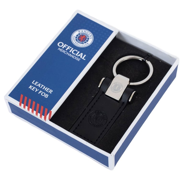 Rangers FC Debossed Leather Key Fob with Metal Keeper