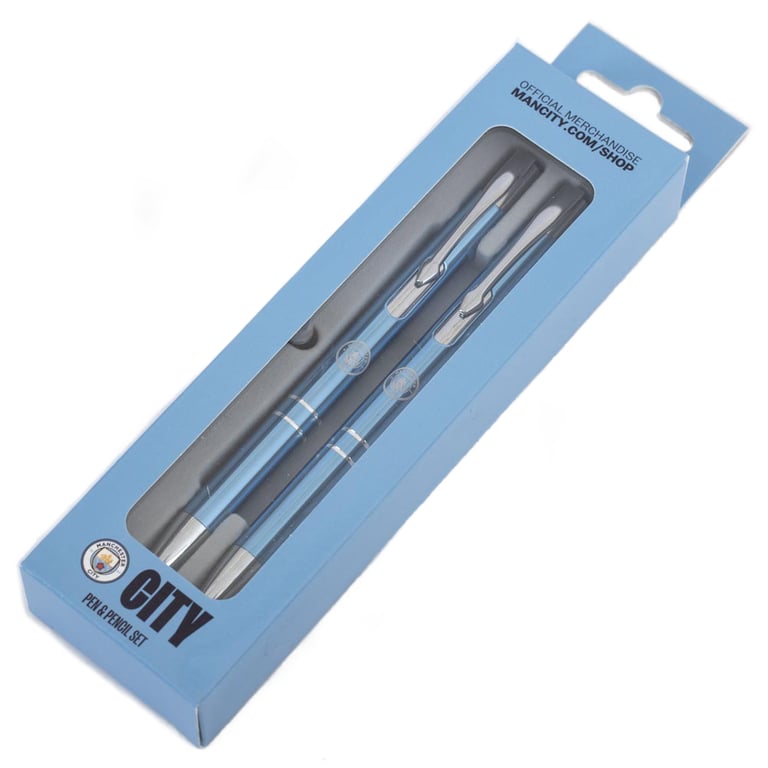 Manchester City FC Executive Pen & Pencil Set with Clear Perspex Display Case