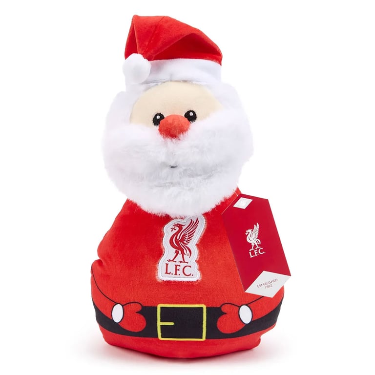 Liverpool FC Plush Santa - Soft 100 Polyester with Weighted Base and Woven LFC Crest