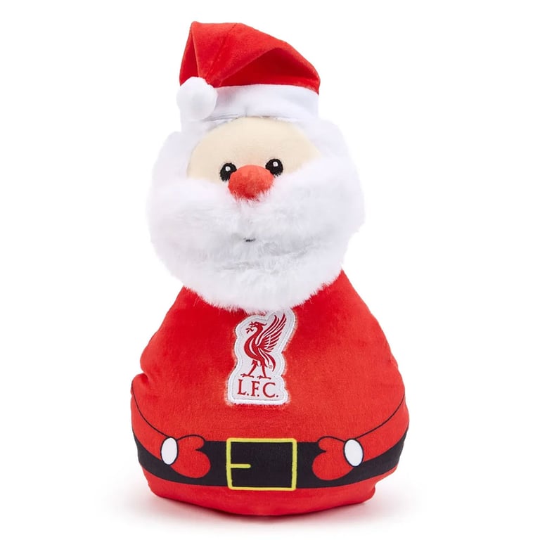 Liverpool FC Plush Santa - Soft 100 Polyester with Weighted Base and Woven LFC Crest