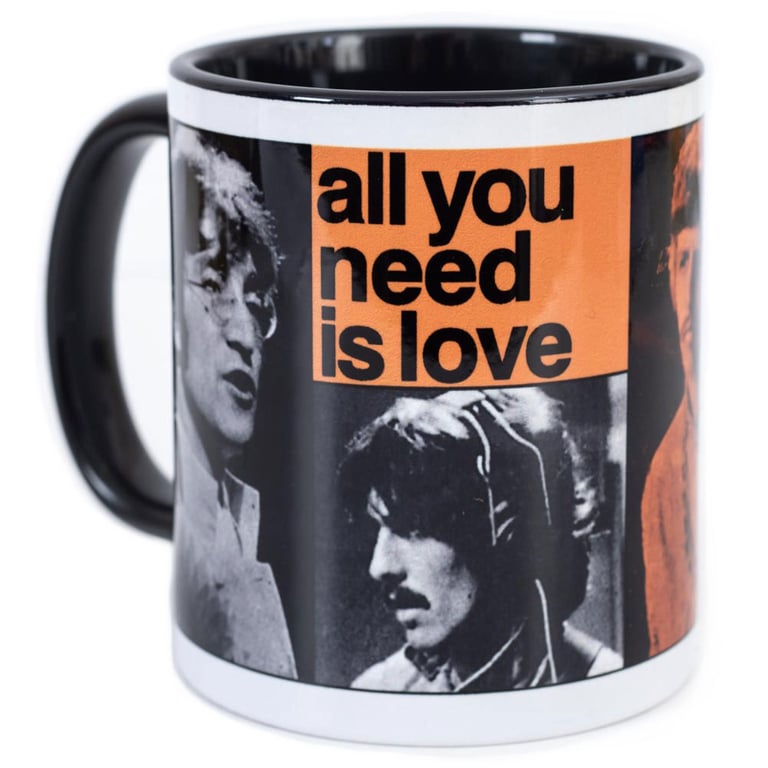 The Beatles Ceramic Kiln Fired Coffee Mug with Love Song Lyrics