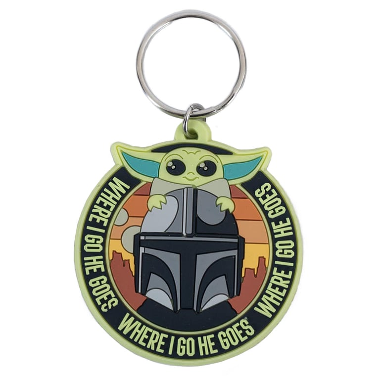 Star Wars The Mandalorian Grogu & Mando PVC Keyring - Durable PVC Attachment with Chain and Split Ring