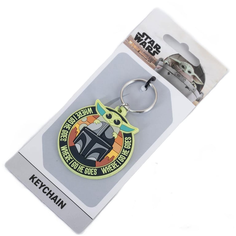 Star Wars The Mandalorian Grogu & Mando PVC Keyring - Durable PVC Attachment with Chain and Split Ring