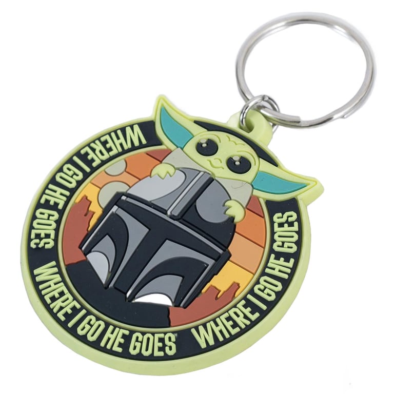 Star Wars The Mandalorian Grogu & Mando PVC Keyring - Durable PVC Attachment with Chain and Split Ring