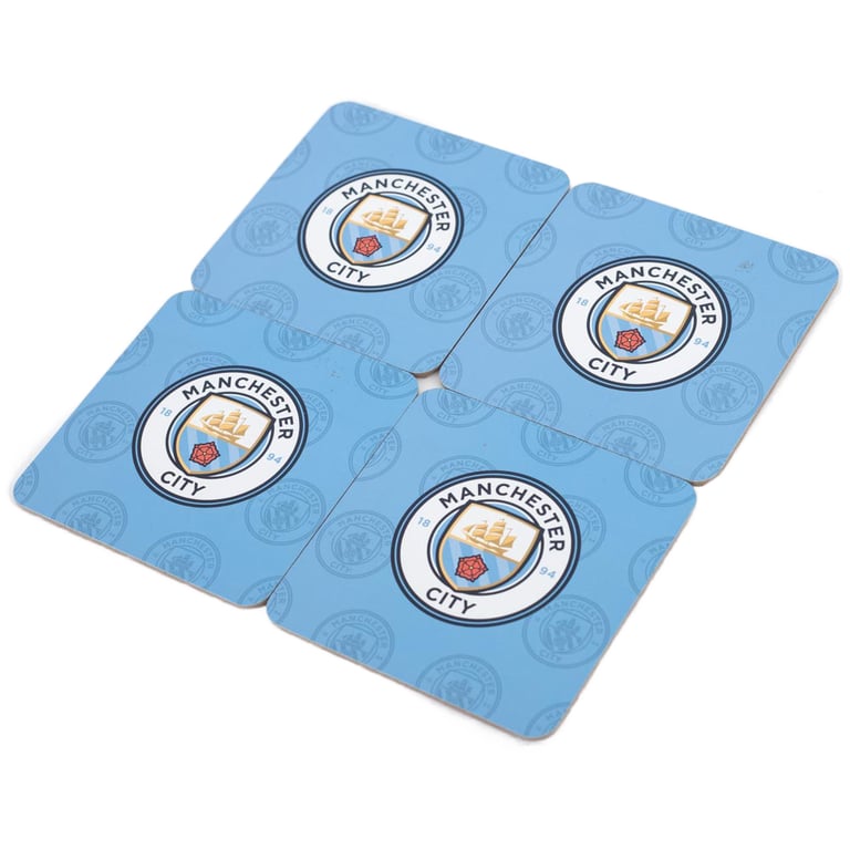 Manchester City FC 4pk Cork Coasters - Sky Blue Crest Design