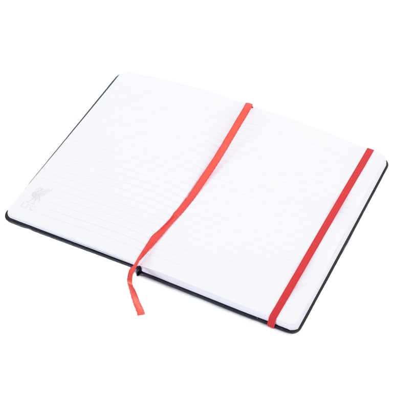 Liverpool FC Classic Ruled Notebook - Black Faux Leather with Liverbird Crest and Bookmark
