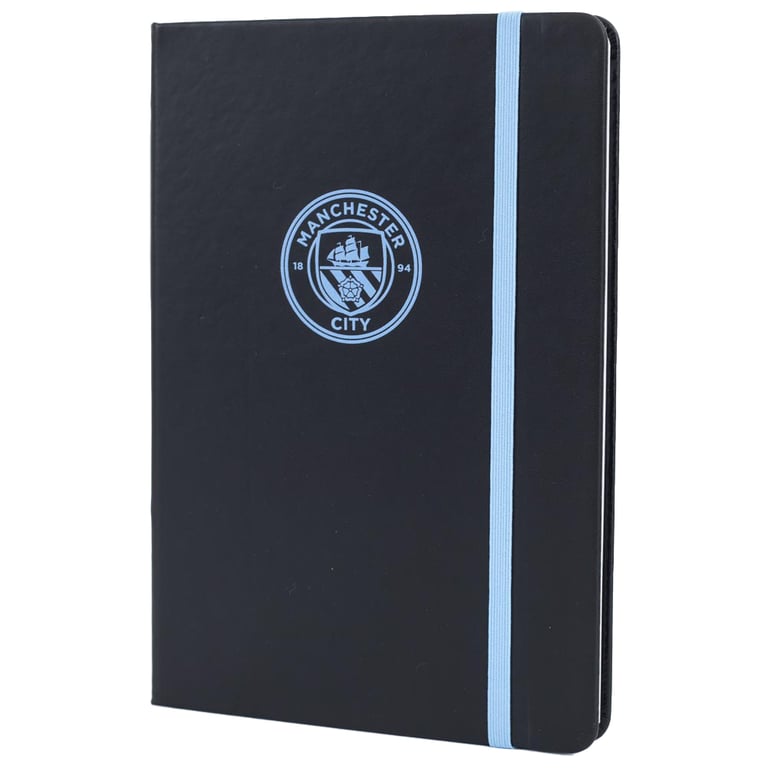 Manchester City FC Classic Faux Leather Ruled Notebook with Man City Crest Bookmark