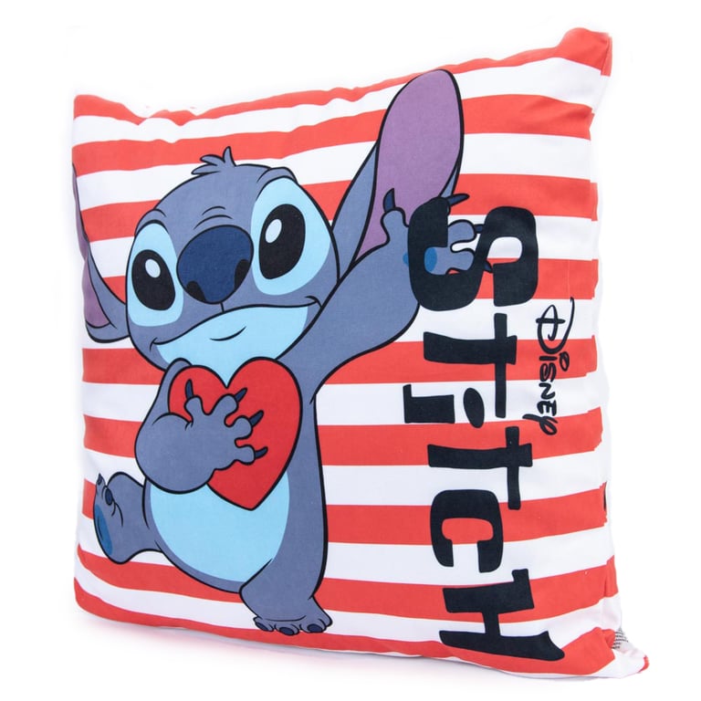 Lilo & Stitch Red and White Stripe Polyester Cushion with Heart Design