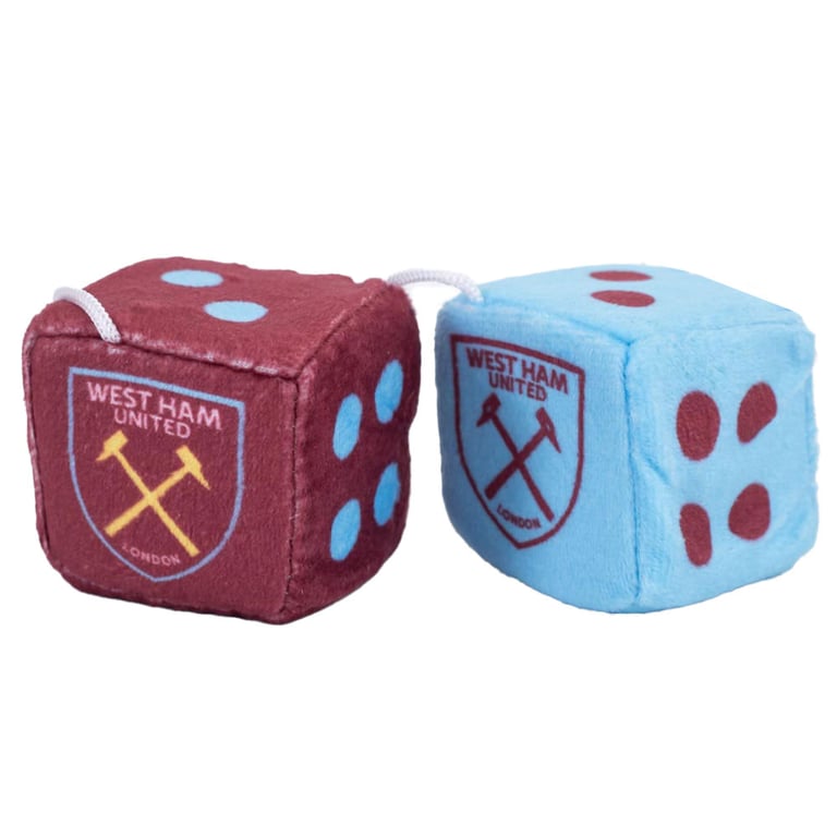 West Ham United FC Soft Claret Blue Hanging Dice Set with Woven String