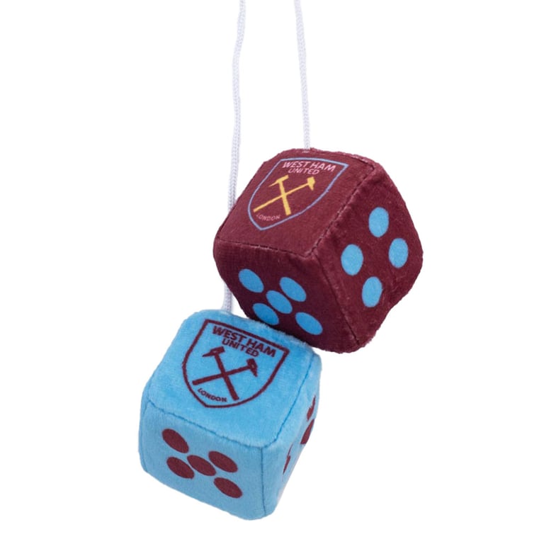 West Ham United FC Soft Claret Blue Hanging Dice Set with Woven String