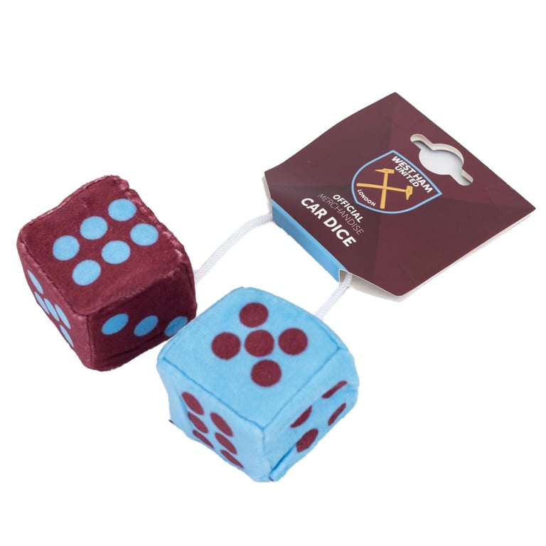 West Ham United FC Soft Claret Blue Hanging Dice Set with Woven String
