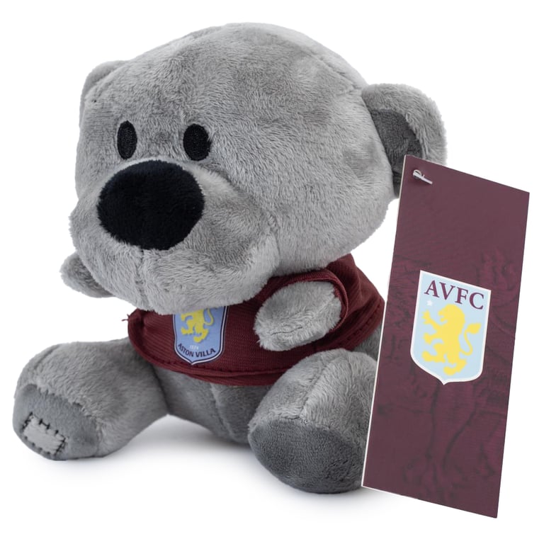 Aston Villa FC Timmy Bear - Soft Grey Plush Toy with Club Crest and Claret T-Shirt