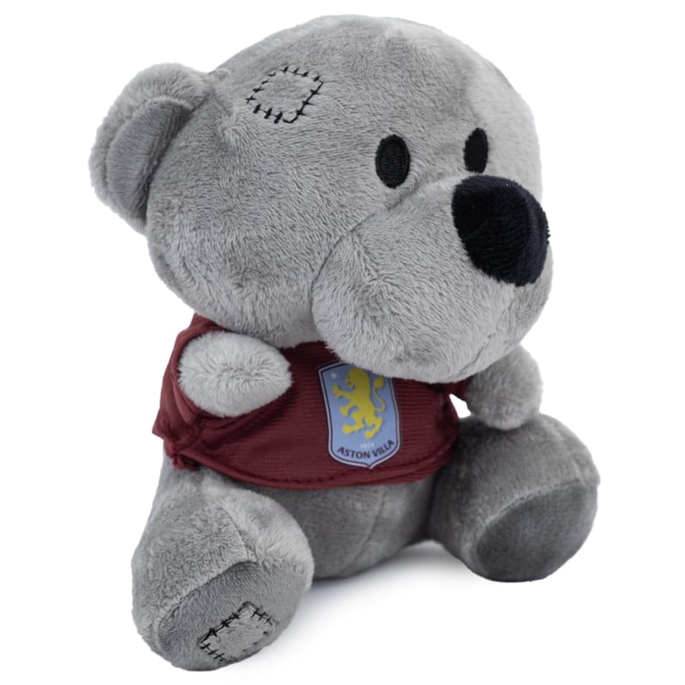 Aston Villa FC Timmy Bear - Soft Grey Plush Toy with Club Crest and Claret T-Shirt