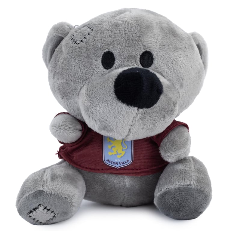Aston Villa FC Timmy Bear - Soft Grey Plush Toy with Club Crest and Claret T-Shirt