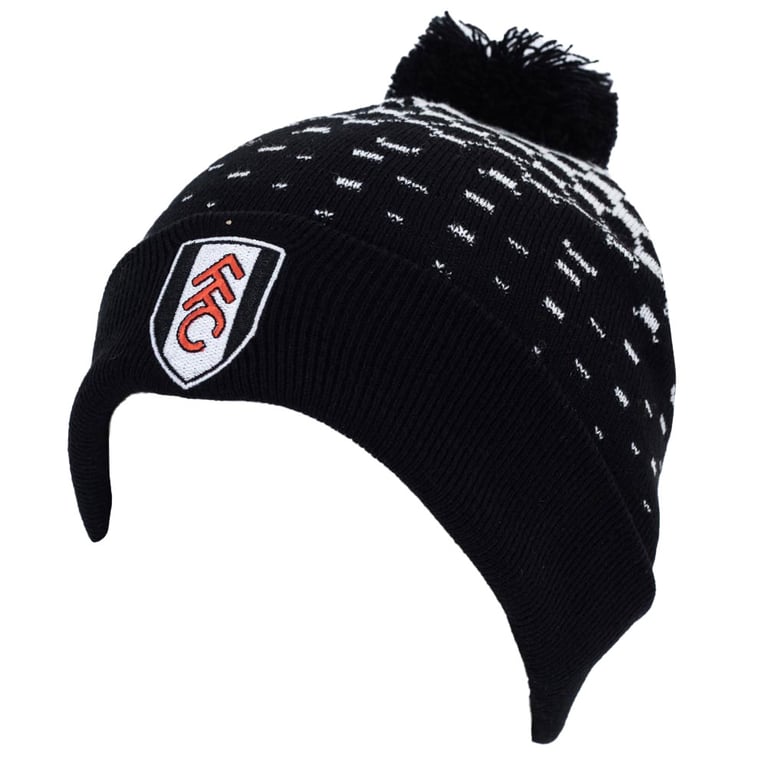 Fulham FC Black and White Embroidered Ski Beanie Hat
